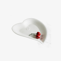 家用菜盘菜盘西餐盘家用创意心形纯白色餐高清图片