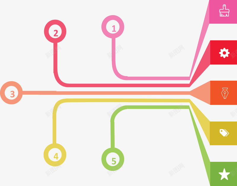 彩色弯道标题图矢量图ai免抠素材_新图网 https://ixintu.com 创意图表 商业策略 步骤流程图 销售策略 矢量图