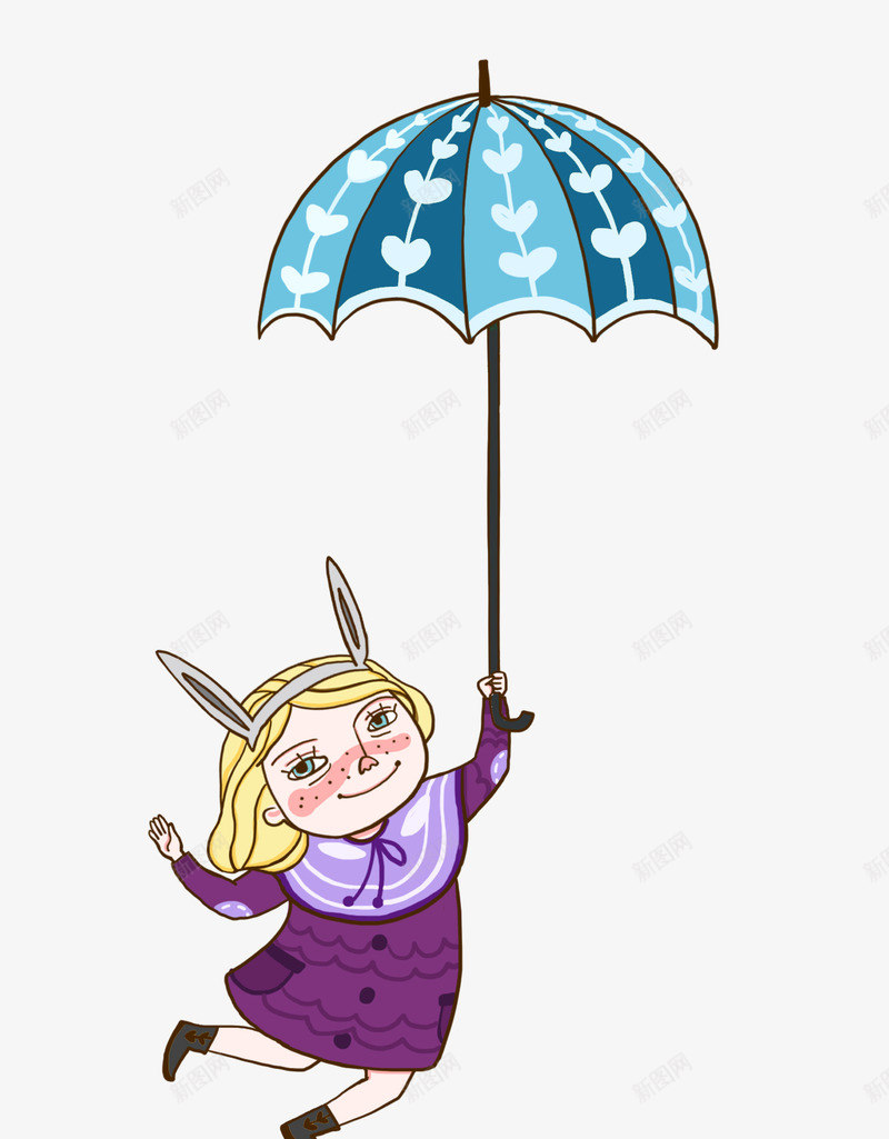 卡通下雨插画png免抠素材_新图网 https://ixintu.com 下雨 打伞 插画 雨伞