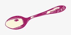 手绘插图速写西餐餐具不锈钢勺子素材