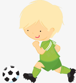 卡通可爱踢足球小男孩素材