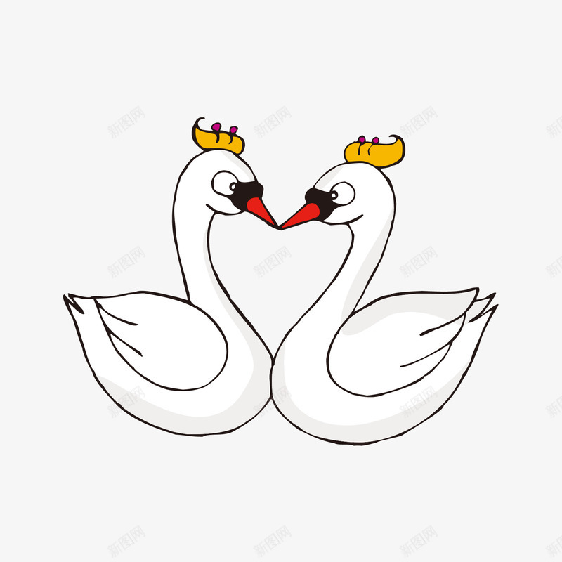 幸福中的两只鹅png免抠素材_新图网 https://ixintu.com 动物 卡通 白色