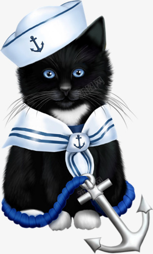 黑猫海员png免抠素材_新图网 https://ixintu.com 海员 航海 船锚 黑猫