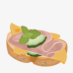 黄瓜三明治手绘三明治高清图片