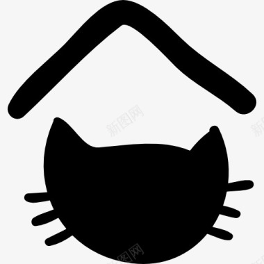 宠物酒店标志猫头轮廓图标图标