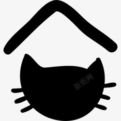 酒店剪影宠物酒店标志猫头轮廓图标高清图片