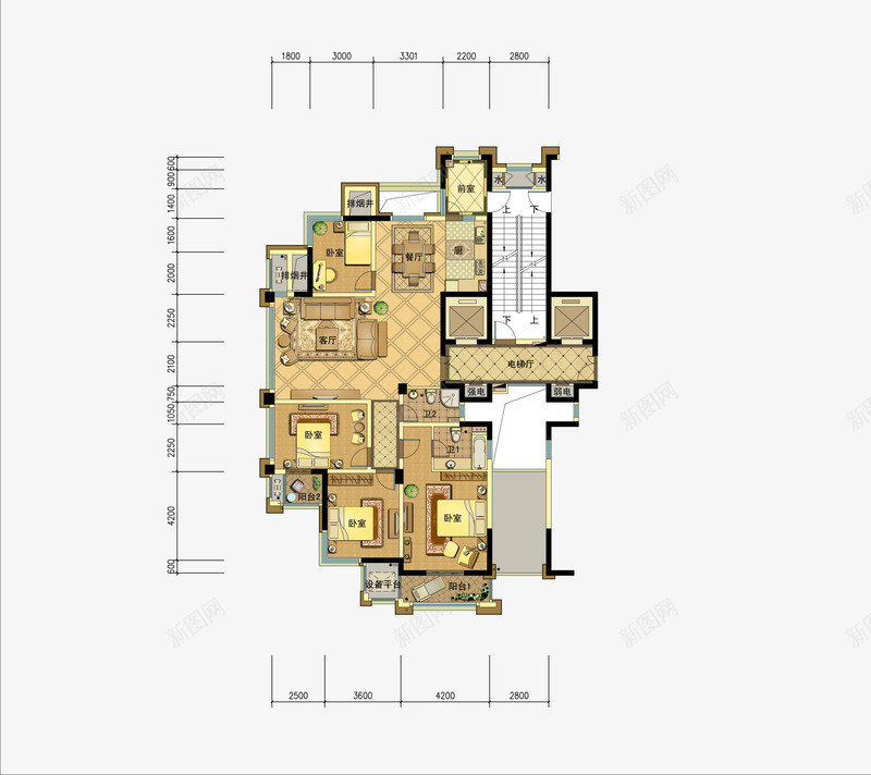 家装户型图png免抠素材_新图网 https://ixintu.com 地产 家装 家配 户型图