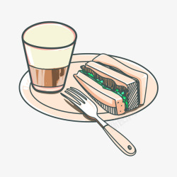 线描三明治线描美食高清图片