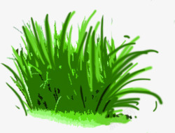 绿色手绘春日草丛踏青素材