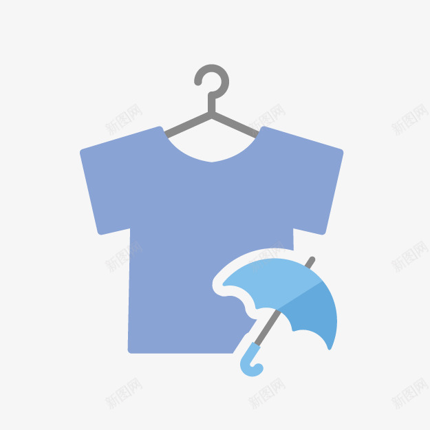 卡通蓝色短袖图标png_新图网 https://ixintu.com 卡通短袖 气象图标 蓝色短袖 雨伞短袖