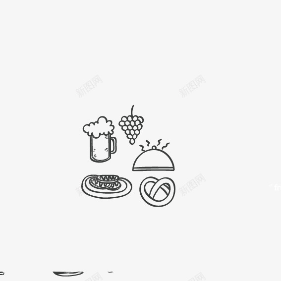 食品简笔画png免抠素材_新图网 https://ixintu.com 手绘图案 简笔画 西餐店 面包