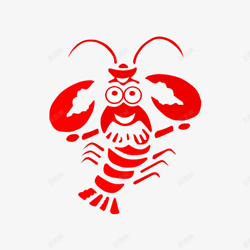 卡通龙虾psd免抠素材_新图网 https://ixintu.com 动物 卡通 红色 龙虾
