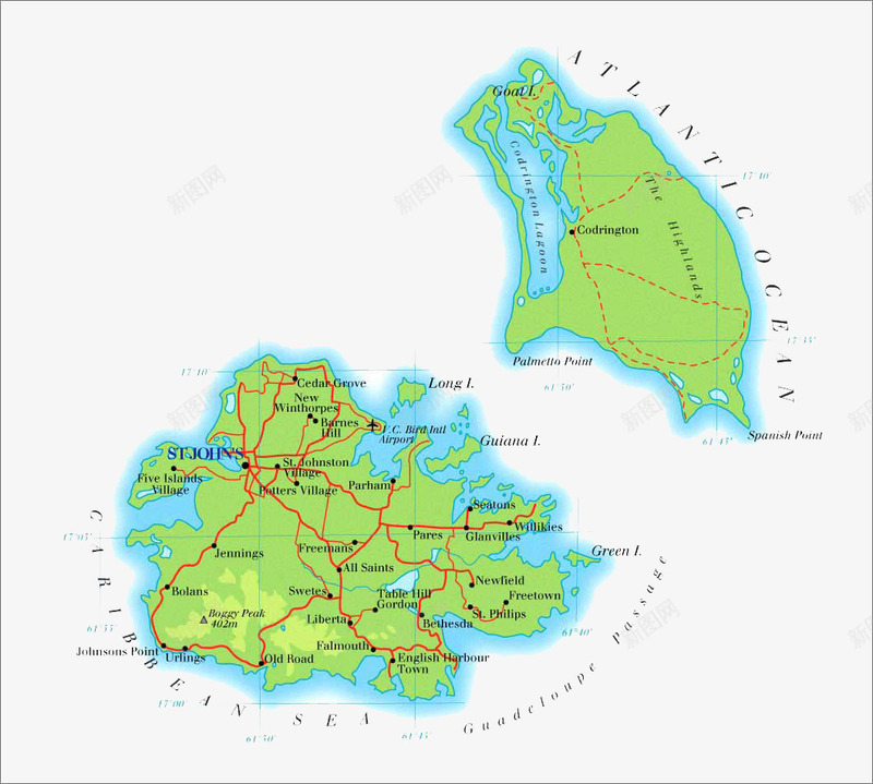 提瓜岛和巴布达png免抠素材_新图网 https://ixintu.com 亚洲地图 巴布达 旅游 经典