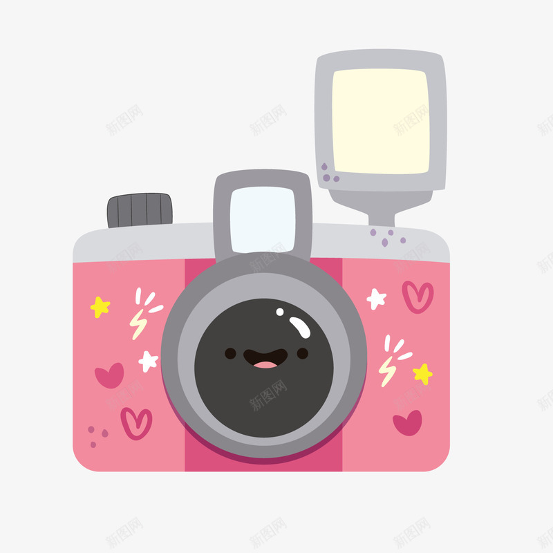 粉色可爱卡通相机png免抠素材_新图网 https://ixintu.com 卡通相机 可爱相机 数码产品 粉色相机 背景装饰