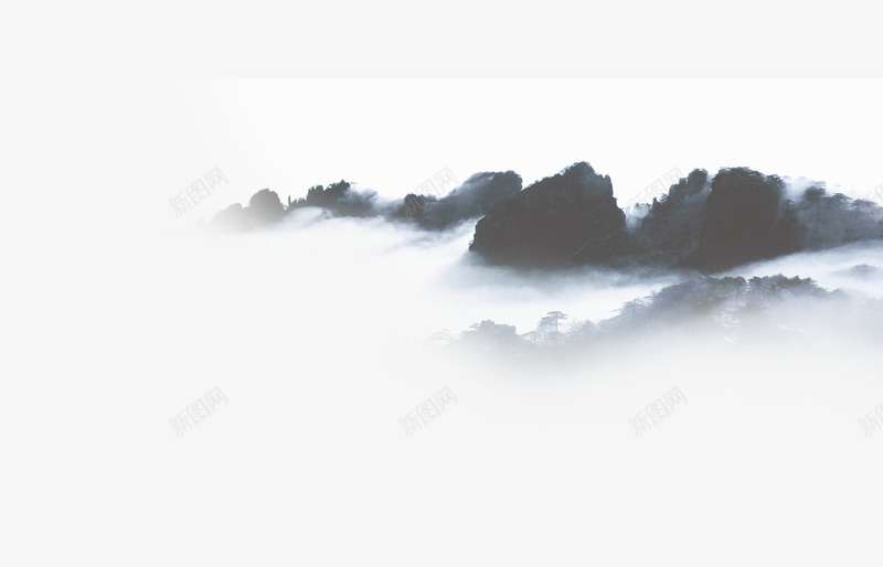 云雾缭绕的山psd免抠素材_新图网 https://ixintu.com 中国风 云雾缭绕 山 山水