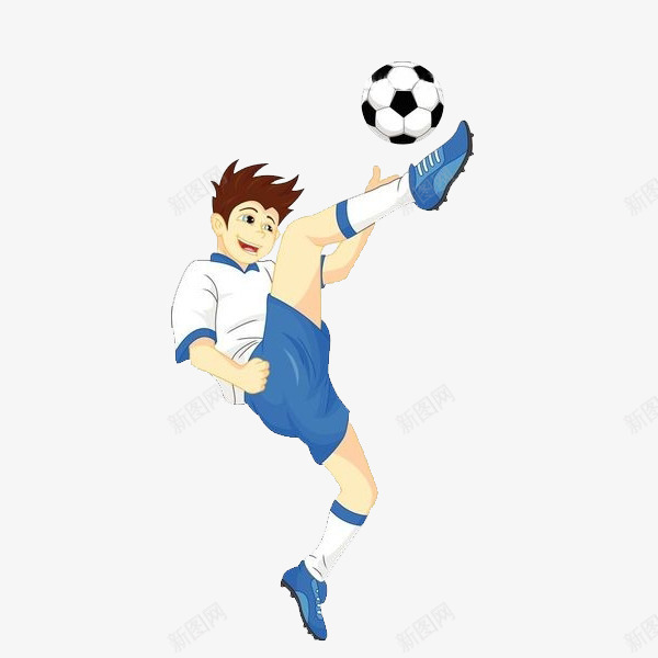 跳跃的男孩png免抠素材_新图网 https://ixintu.com 卡通 可爱的 少儿足球 帅气的 手绘 简笔 蓝色的 足球