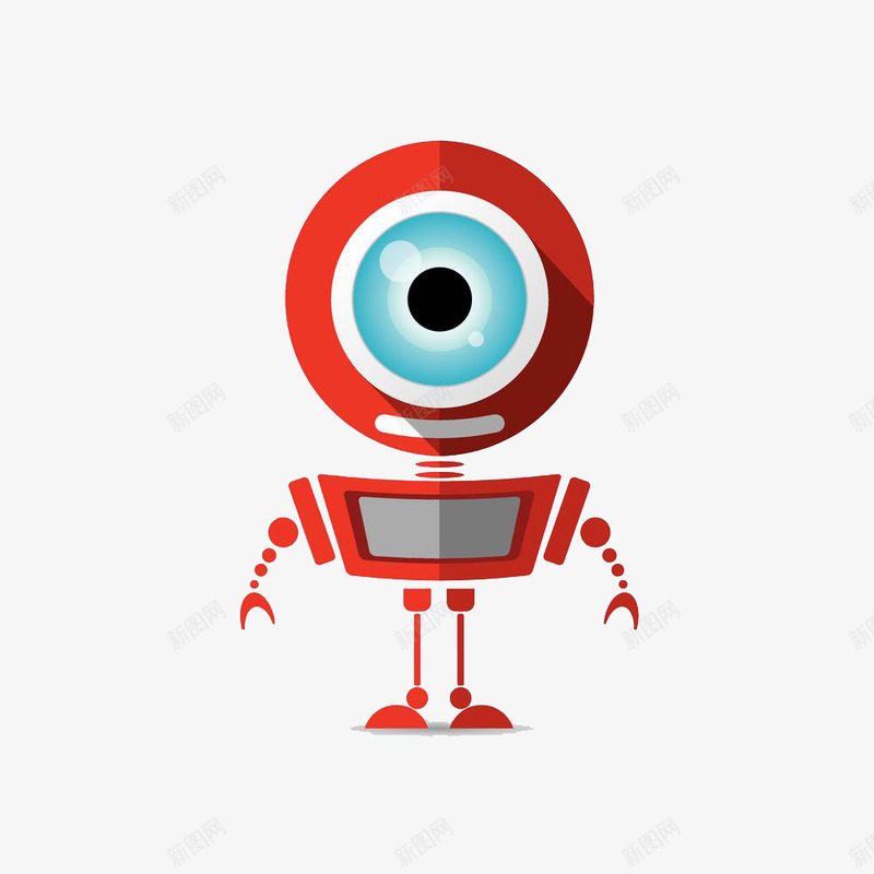 大眼机器人png免抠素材_新图网 https://ixintu.com 双臂 可爱 呆萌 大眼睛 展开双臂 机器人 红色脑袋 长方形