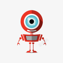 红色脑袋大眼机器人高清图片
