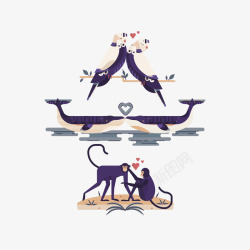 像素猴子动物图案矢量图高清图片