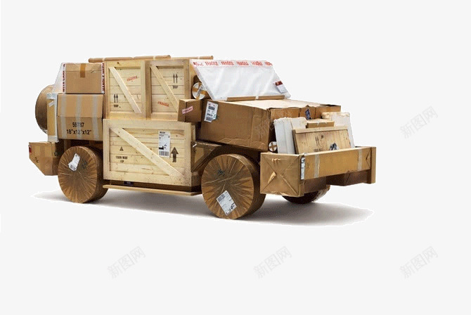 创意小车png免抠素材_新图网 https://ixintu.com 创意 小车 木头 箱子 车