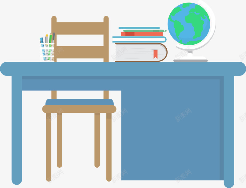 书桌办公png免抠素材_新图网 https://ixintu.com 书桌 办公 地球仪 桌子