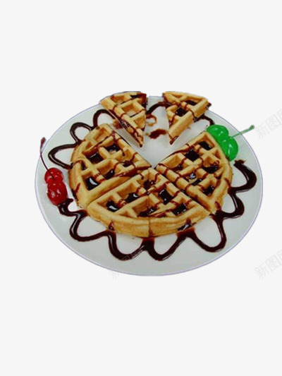 华夫饼png免抠素材_新图网 https://ixintu.com waffle 华夫饼 巧克力 巧克力酱 甜点 盘子 西餐