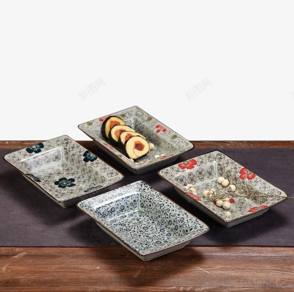 桌子上的陶瓷寿司盘子png免抠素材_新图网 https://ixintu.com 产品实物 寿司 日用百货 桌子 盘子 陶瓷
