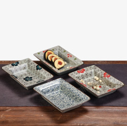 桌子上的陶瓷寿司盘子素材