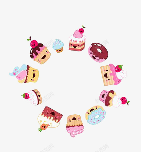 圆形甜品糕点可爱边框png免抠素材_新图网 https://ixintu.com 圆形 甜甜圈 甜美 边框