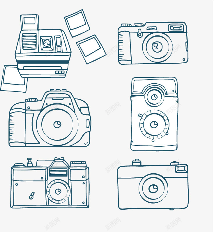 手绘相机png免抠素材_新图网 https://ixintu.com 光学器械相机电子产品数码相机摄影格子纸矢量图