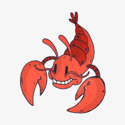 卡通手绘红色的龙虾素材