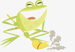 形象画面卡通漫画打扫中的青蛙高清图片