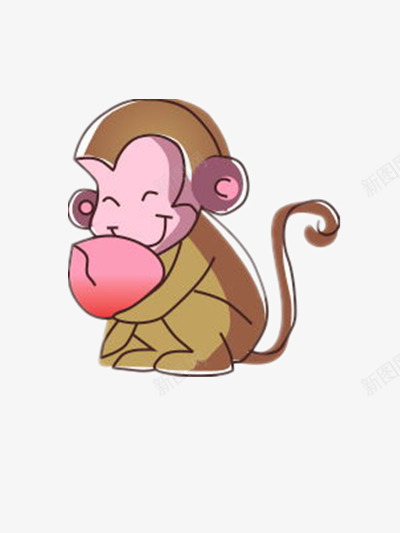 吃桃子的猴子png免抠素材_新图网 https://ixintu.com 动物 可爱 幸福 素材