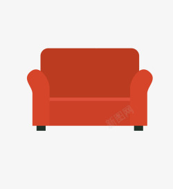 扁平化红色的沙发矢量图素材