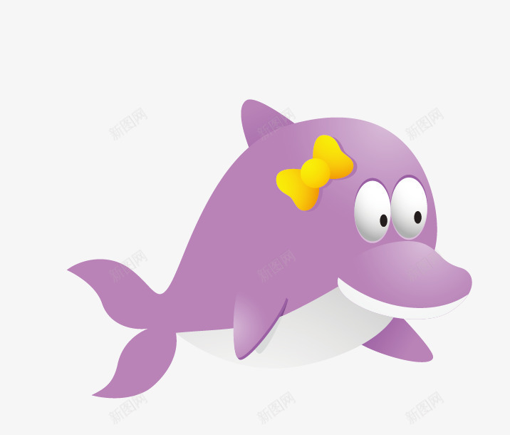 紫色海豚矢量图eps免抠素材_新图网 https://ixintu.com 动物 卡通小动物 矢量动物 紫色海豚 矢量图