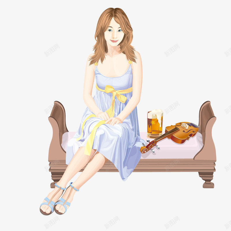 坐在沙发上拿小提琴的女子png免抠素材_新图网 https://ixintu.com 女子 小提琴 沙发