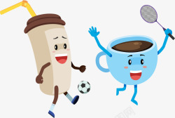 膳食结构踢足球的咖啡杯高清图片