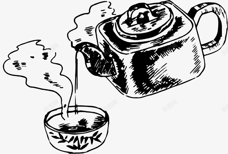 方形茶壶png免抠素材_新图网 https://ixintu.com 倒茶 卡通 手绘 方形茶壶 杯子 简笔 素描 黑色