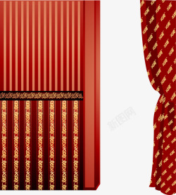 红色窗帘帷幕素材