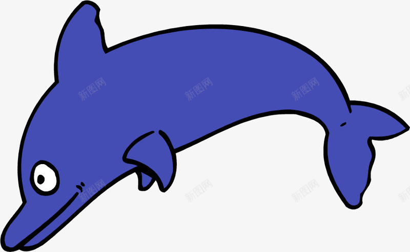 蓝色海豚png免抠素材_新图网 https://ixintu.com 一只 卡通 可爱 手绘 水墨 海豚 白色 蓝色