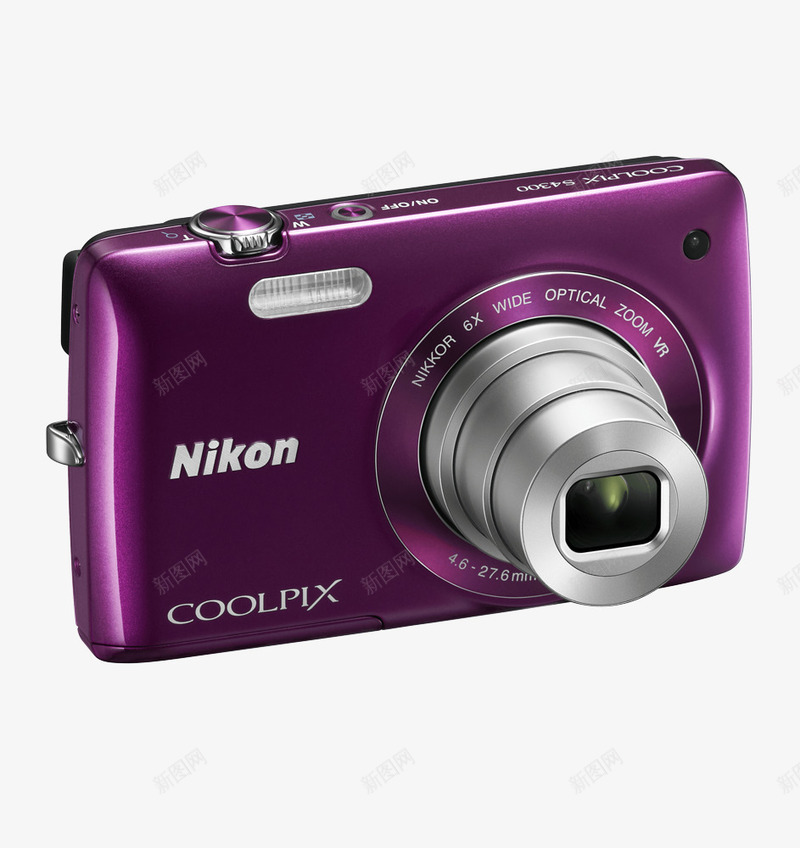 Nikon数码相机png免抠素材_新图网 https://ixintu.com 小巧 数码产品免费PNG素材 紫色 英文 金属质感 镜头