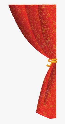 红色窗帘上的金色花纹素材