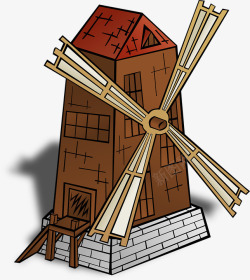 木头材质风车建筑素材