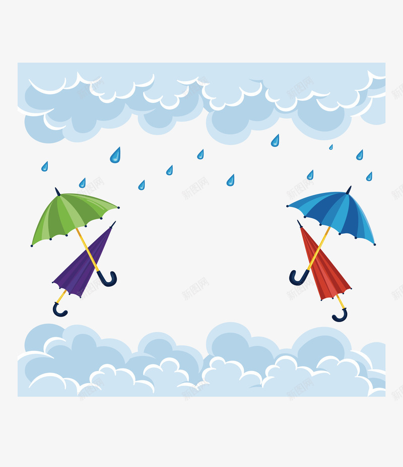 下雨天的雨伞矢量图eps免抠素材_新图网 https://ixintu.com 下雨 下雨天 乌云 彩色雨伞 矢量png 雨伞 矢量图