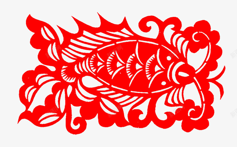 剪纸作品png免抠素材_新图网 https://ixintu.com 剪纸 动物 红色 龙虾
