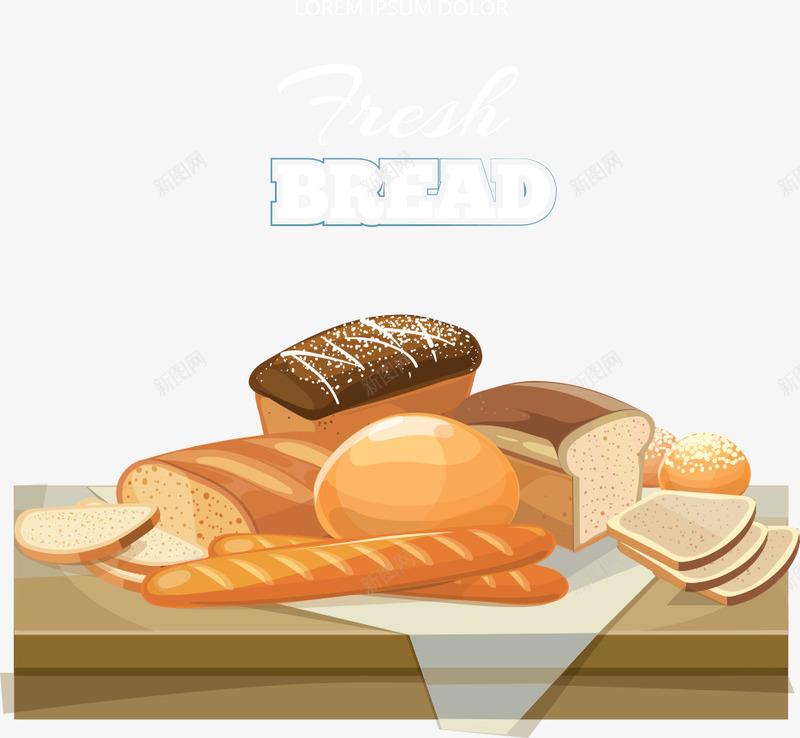桌子上的面包png免抠素材_新图网 https://ixintu.com 卡通面包 桌子 矢量面包 面包 面包片