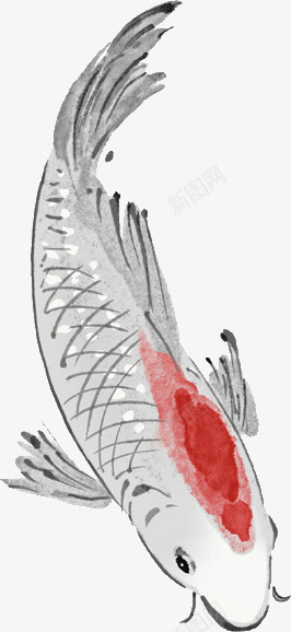 灰色水墨鱼尾造型png免抠素材_新图网 https://ixintu.com 水墨 灰色 造型 鱼尾