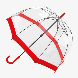 透明红边鸟笼雨伞素材