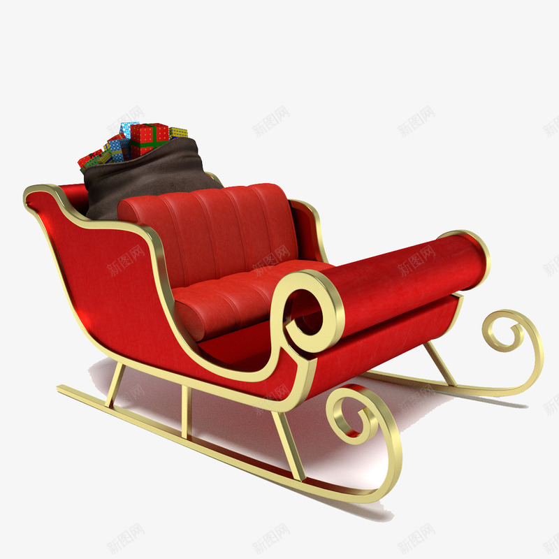 红色雪橇png免抠素材_新图网 https://ixintu.com 冬季 圣诞老人 圣诞节 实物 沙发座 红色的 美丽 雪橇