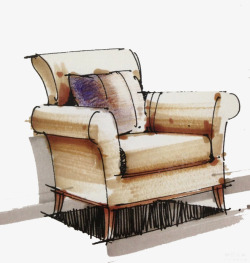 彩色马克笔马克笔手绘单人沙发高清图片